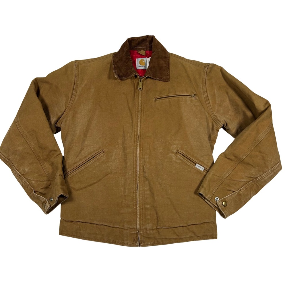 VTG Carhartt Detroit Jacket Mens 34 Brown Duck Canvas Quilt Lining 6QLJ USA